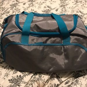 Grey and Teal Gym Bag.